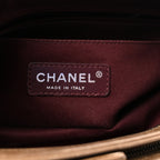 Glazed Calfskin Quilted Coco Pleats Chain Clutch Brown