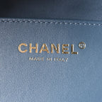 Suede Quilted Medium Chanel 25 Handbag Blue