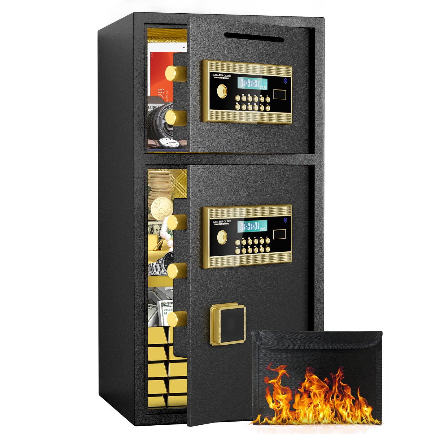 Streamdale Large Double-Door Digital Safe w/ Fireproof Bag
