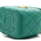 Caviar Quilted Sweetheart Mini Vanity Case Green