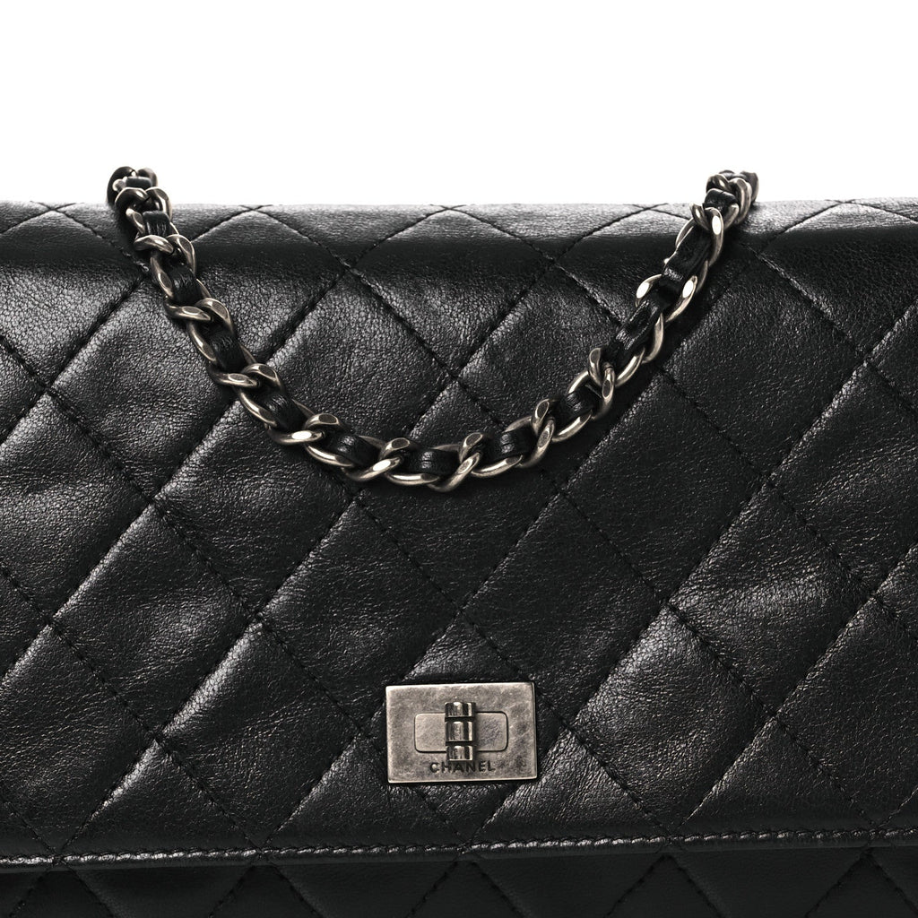 Aged Calfskin Quilted Reissue Wallet On Chain WOC Black