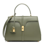 Satinated Calfskin Medium 16 Top Handle Bag Sage