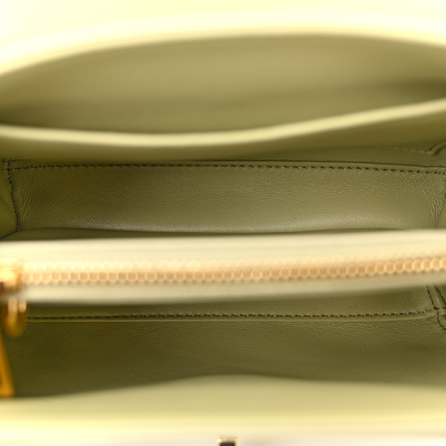 Satinated Calfskin Mini 16 Top Handle Bag Almond Green