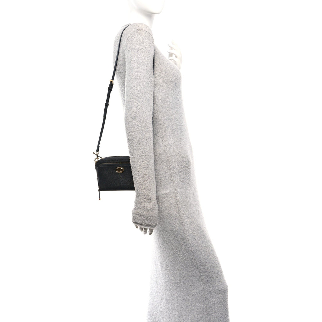 Grained Calfskin Caro Double Pouch Black