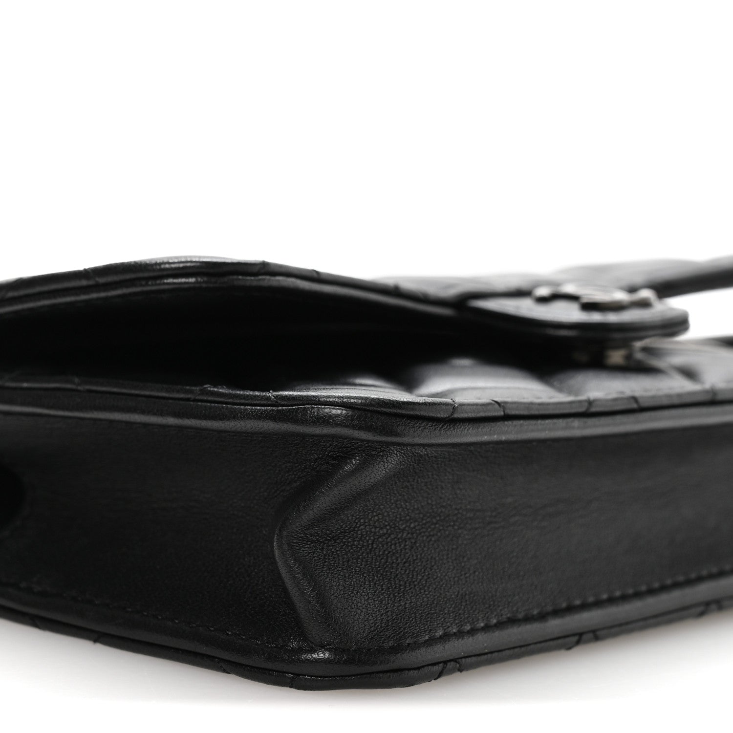Lambskin Quilted Flap Phone Holder With Chain So Black