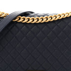 Caviar Quilted New Medium Boy Flap Blue