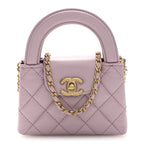 Shiny Aged Calfskin Quilted Mini Nano Kelly Shopper Light Pink