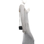 Lambskin Quilted Mini Pearl Crush Vanity Case With Chain Black