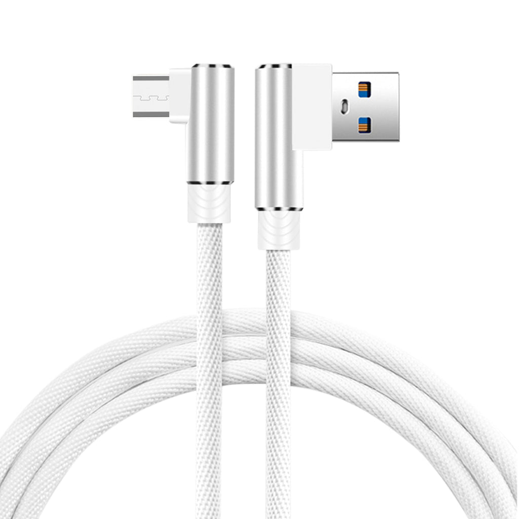 Reiko 3.3Ft Nylon Braided Material Micro Usb 2.0 Data Cable In White