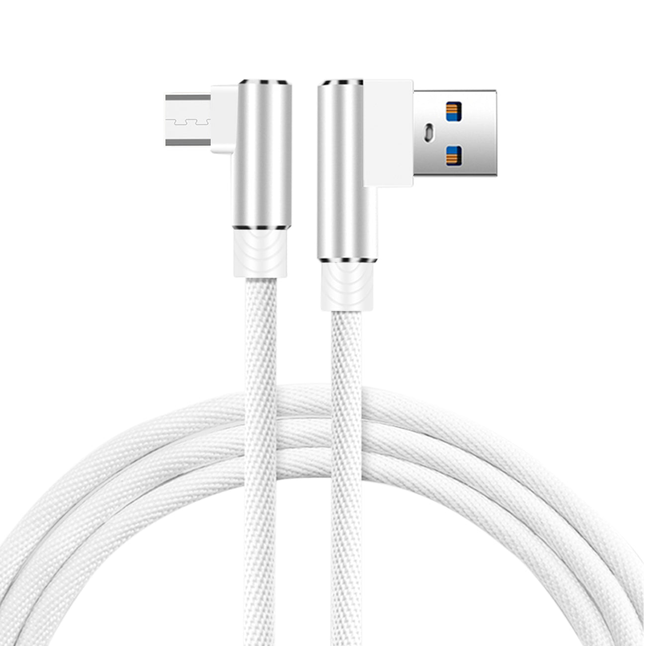 Reiko 3.3Ft Nylon Braided Material Micro Usb 2.0 Data Cable In White