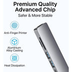 Entronix 6-in-1 USB-C Hub Adapter - HDMI, USB, SD, and PD Converter for MacBook and Laptops