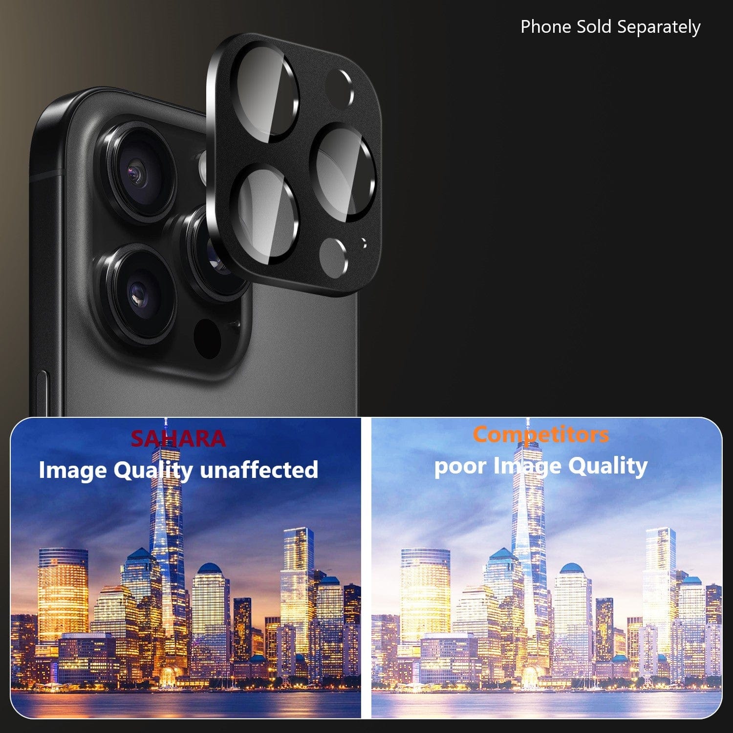 SAHARA - Ultra-Strong Camera Lens Protector for Apple iPhone 16 Pro and 16 Pro Max (2-Pack)