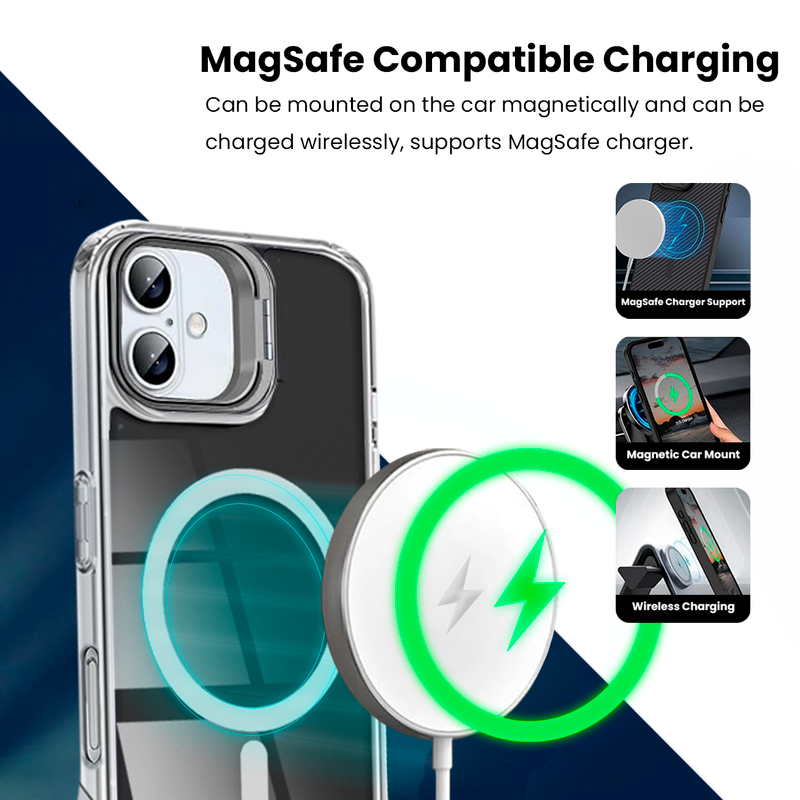 Entronix [Magnetic] Case Compatible with iPhone 17 – [Glossy] Color Back with Camera Frame Stand