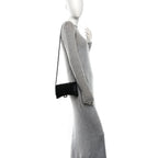 Shiny Calfskin Monochrome Crocodile Embossed Hourglass Chain Bag Black