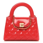 Shiny Aged Calfskin Quilted Nano Kelly Shopper Dark Red
