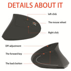 Wireless Mouse Vertical Gaming Mouse USB Computer Mice Ergonomic Desktop Upright Mouse 1600 DPI for PC Laptop Office Home