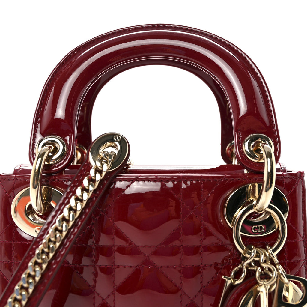 Patent Cannage Mini Lady Dior Red