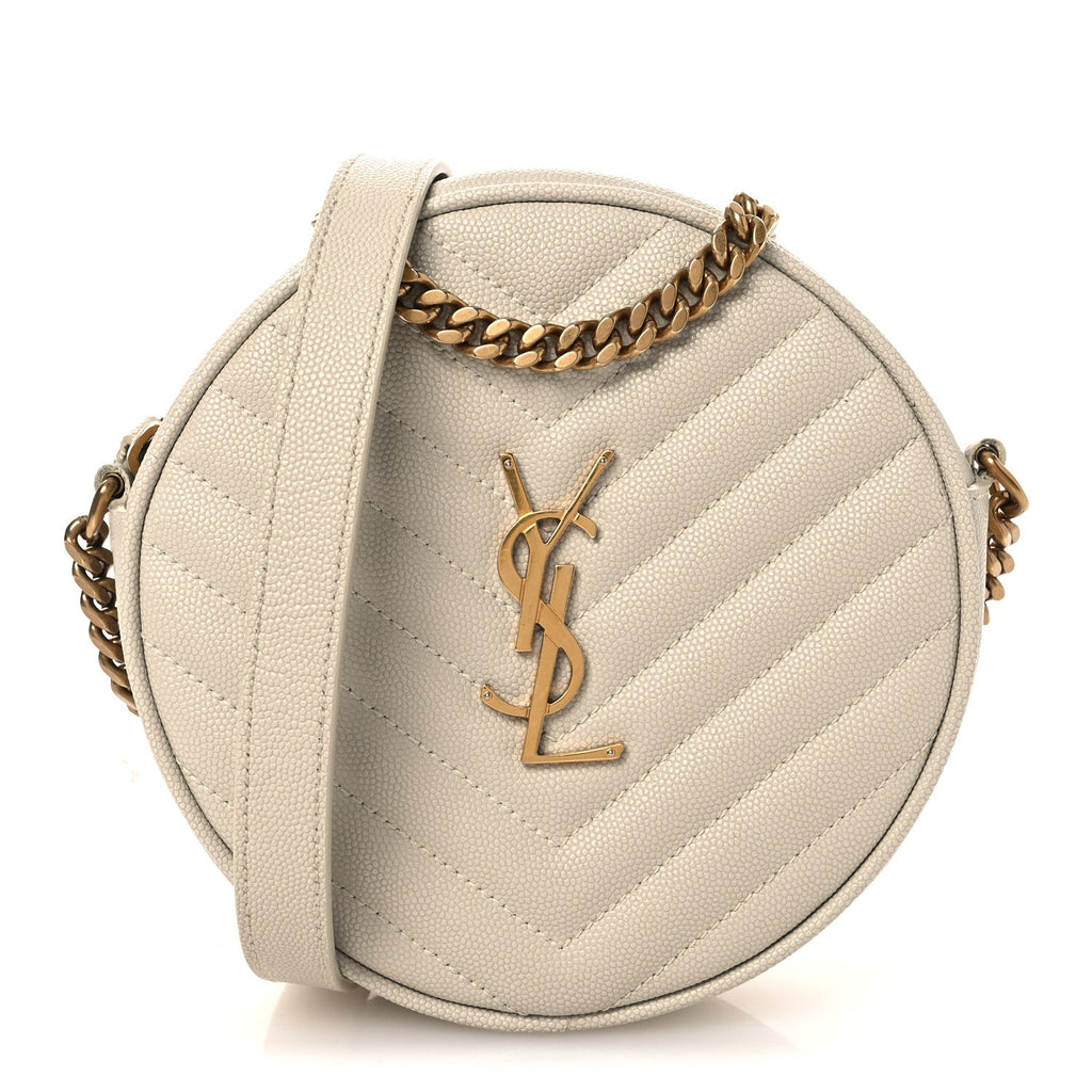 Grain De Poudre Matelasse Chevron Quilted Round Vinyle Camera Bag Crema Soft