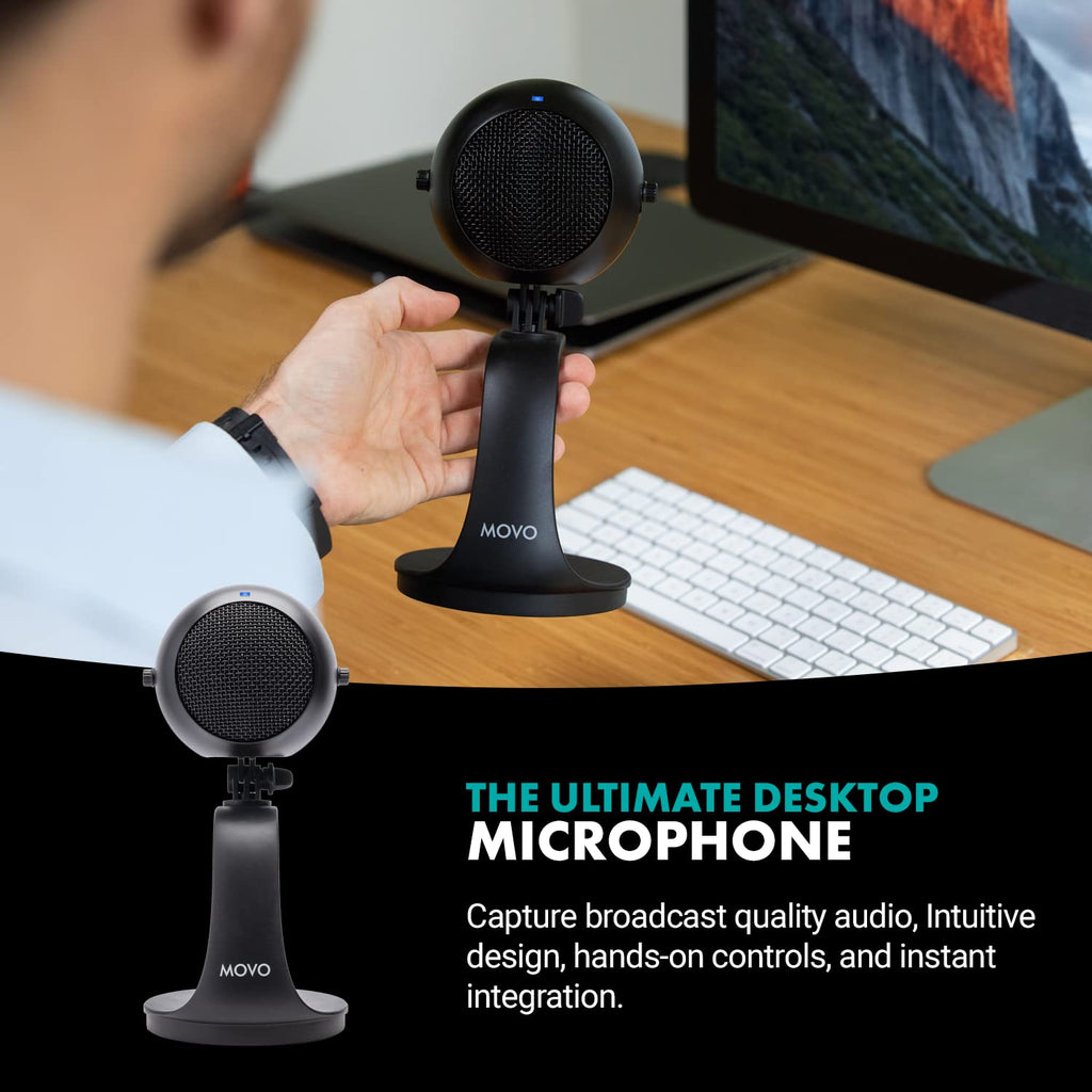 Movo WebMic Desktop USB Microphone with  Stand