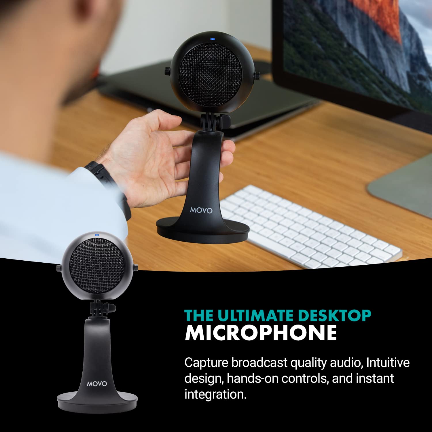 Movo WebMic Desktop USB Microphone with  Stand