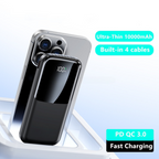 Entronix [3-in-1] Power Bank - 10000 mAh Built-in Cables USB-C/iPhone/Android