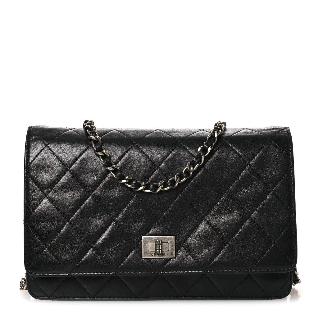 Aged Calfskin Quilted Reissue Wallet On Chain WOC Black