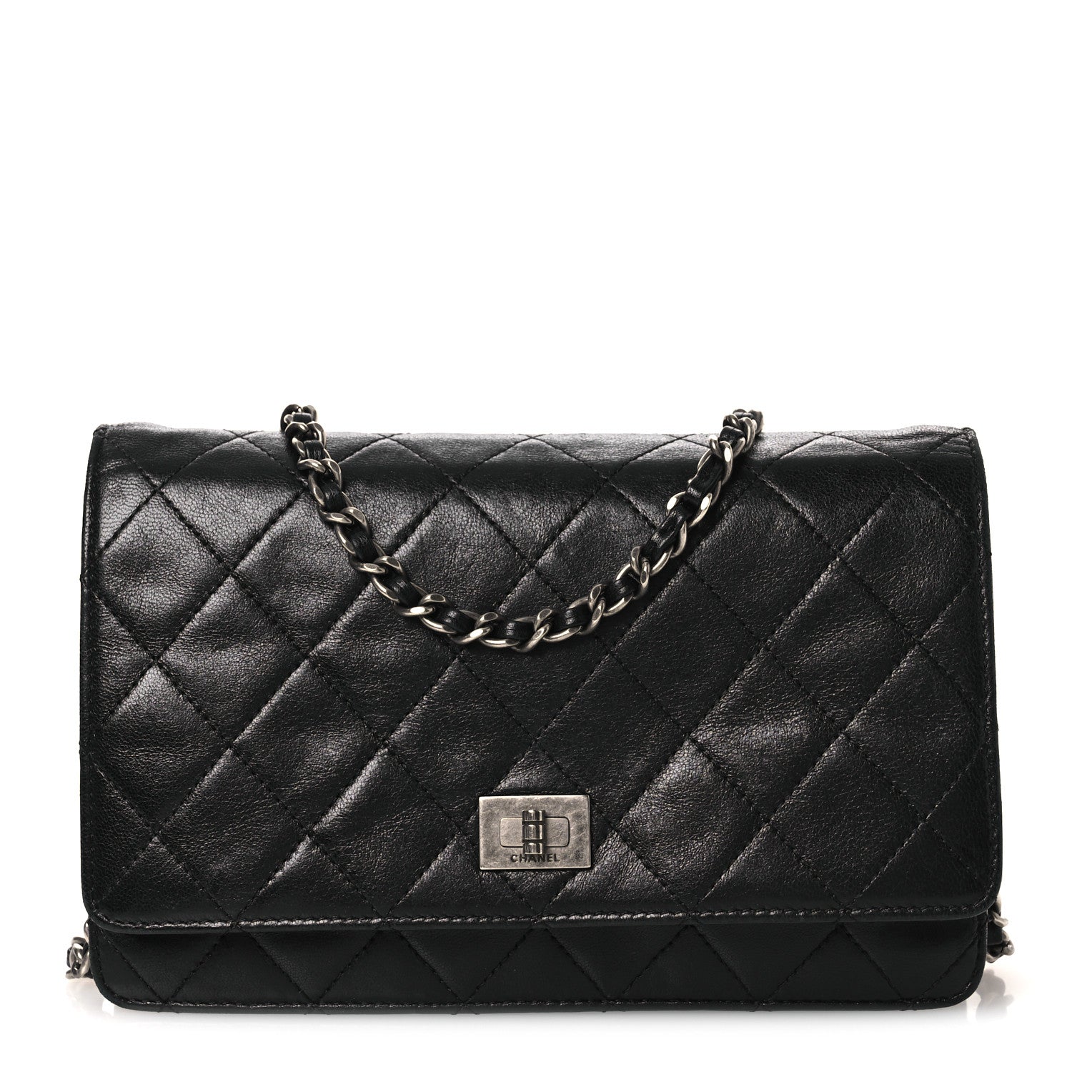 Aged Calfskin Quilted Reissue Wallet On Chain WOC Black