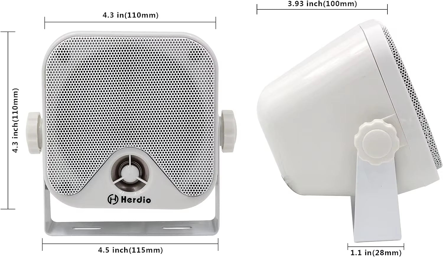 4-Inch 100W Heavy-Duty Waterproof Marine Bluetooth Speakers for Surface Mounting on Campers, Skid Steers, ATVs, UTVs, RZRs, and Golf Carts