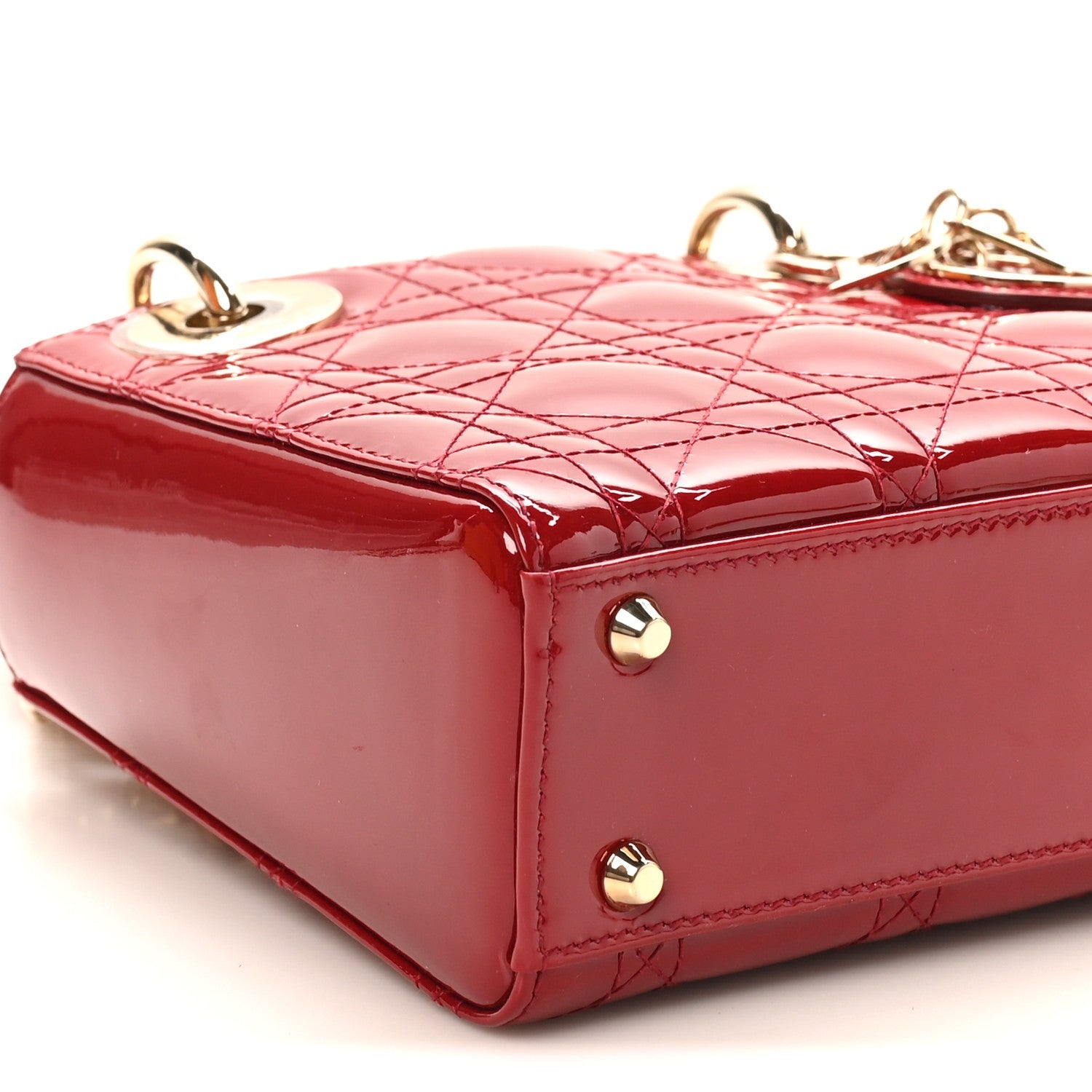Patent Cannage Mini Lady Dior Red