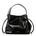 Patent Check Embossed Small Bilmore Tote Black