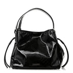 Patent Check Embossed Small Bilmore Tote Black