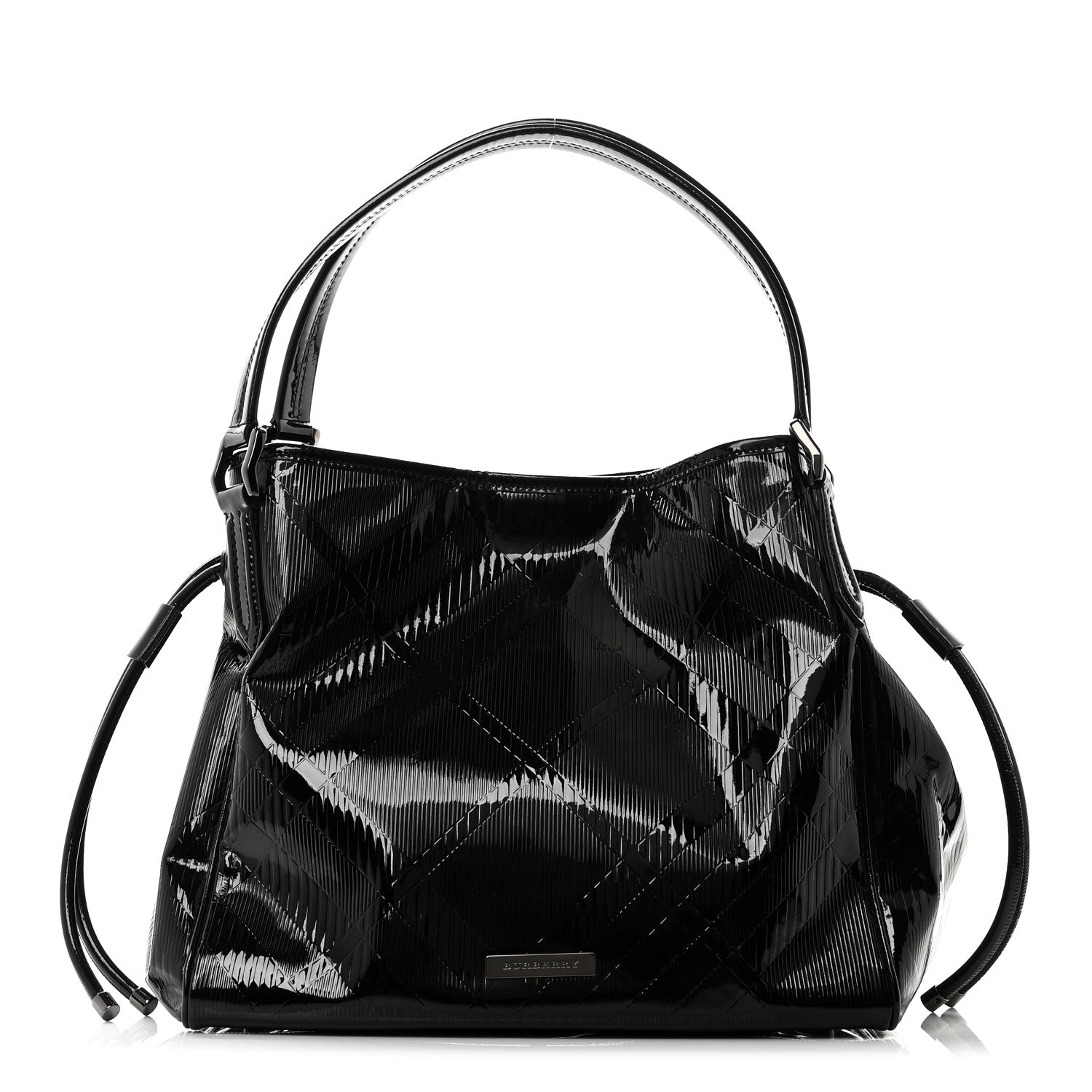 Patent Check Embossed Small Bilmore Tote Black