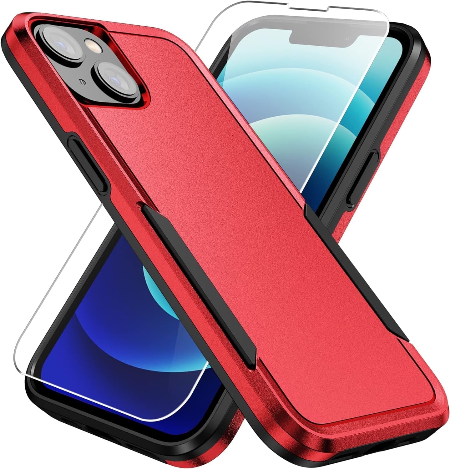 Entronix Bundle Compatible with iPhone 15 - Soft-Touch Dual-Layer Case & 1 Clear Screen Protector