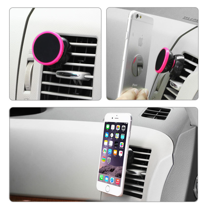 Reiko Universal Air Vent Magnetic Car Mount Phone Holder In Black Hot Pink