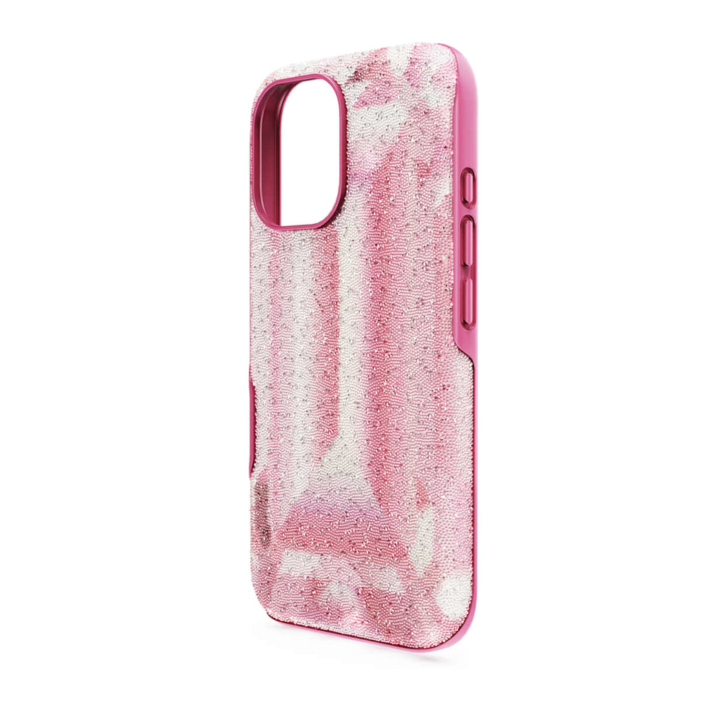 High smartphone case, Crystal print motif, iPhone 16, Pink