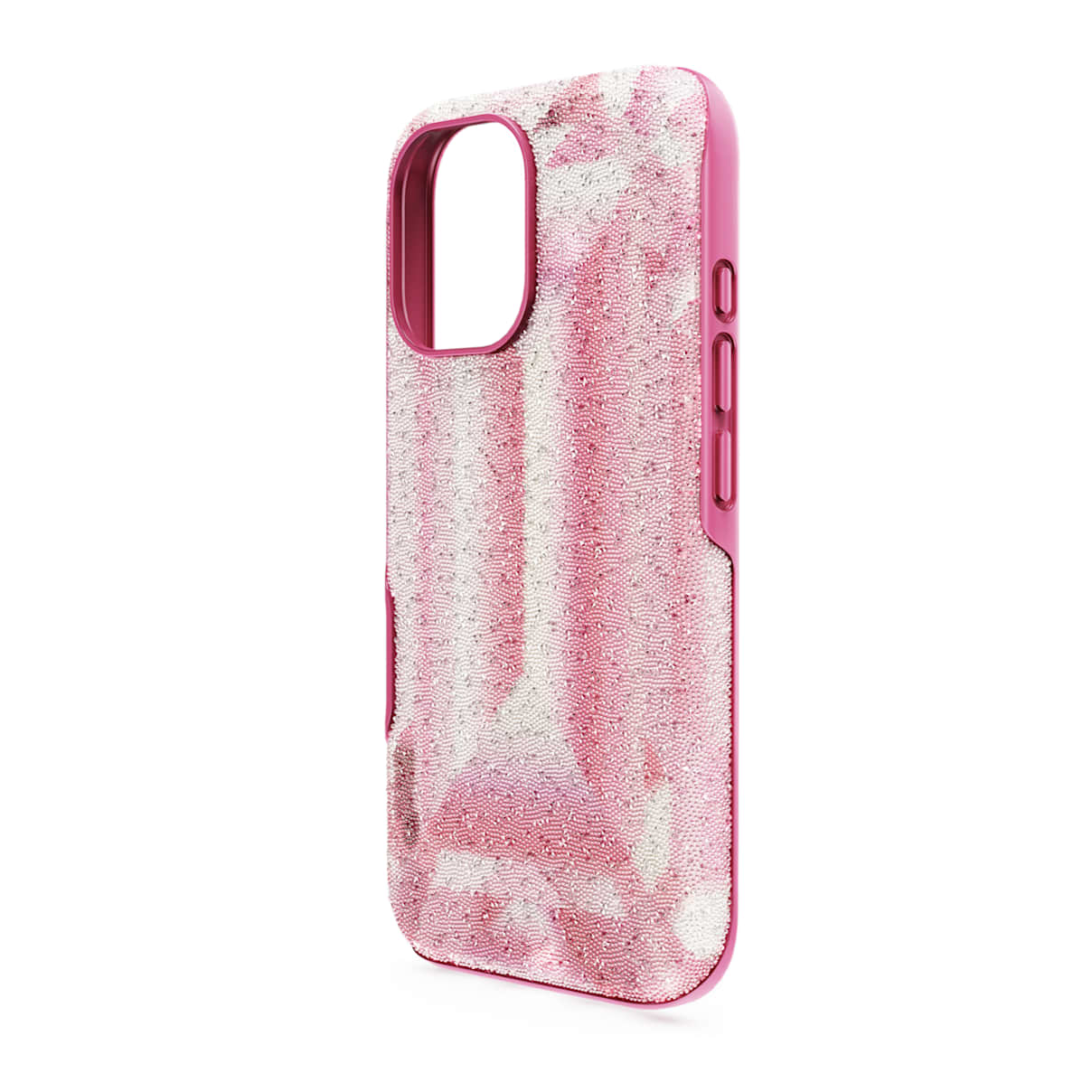 High smartphone case, Crystal print motif, iPhone 16, Pink