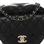 Lambskin Quilted CC In Love Heart Bag Black