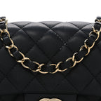 Lambskin Quilted Mini Rectangular Flap Black