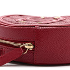 Caviar Quilted Round Filigree Crossbody Red