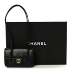 Shiny Caviar Mini Preppy Coco Shoulder Bag Black