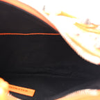Extra Supple Calfskin Crocodile Embossed Le Cagole Shoulder Bag XS Pop Orange