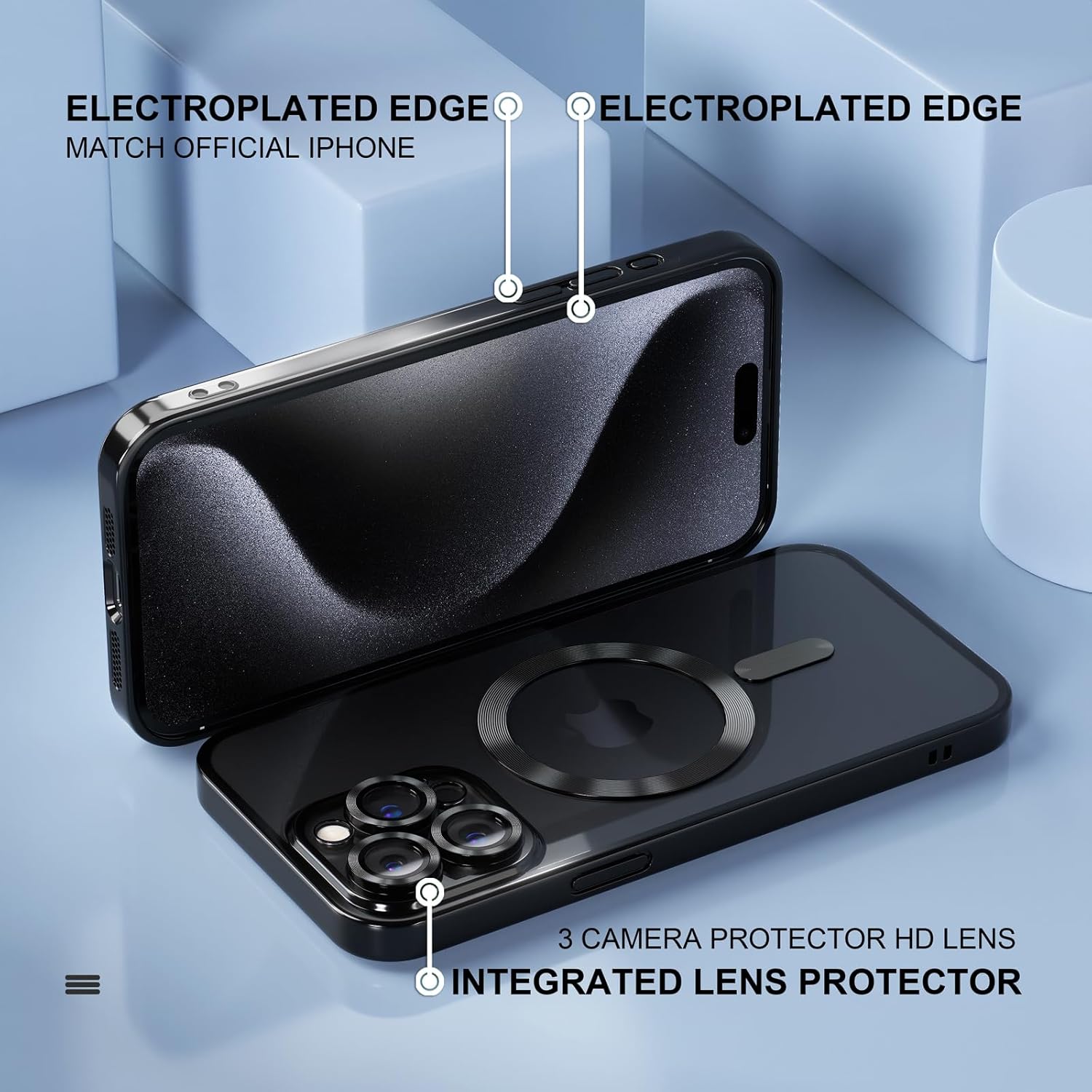 Entronix Bundle Compatible with iPhone 16 Pro - [Magnetic] Luxury Glossy Case & 1 Clear Screen Protector