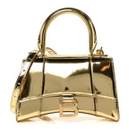 Mirror Calfskin Hourglass Top Handle Bag XS Gold