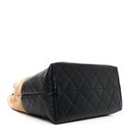 Suede Calfskin Shiny Lambskin Quilted Large Coco Base Shopping Bag Beige Black