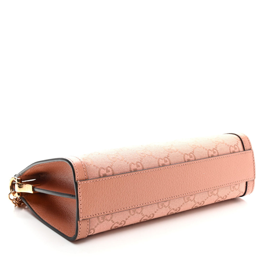 Monogram Textured Dollar Calfskin Small Ophidia Chain Shoulder Bag Cloche Rose Pink