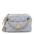 Lambskin Quilted Mini Camera Case  Grey