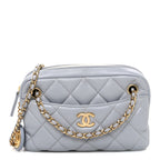 Lambskin Quilted Mini Camera Case  Grey