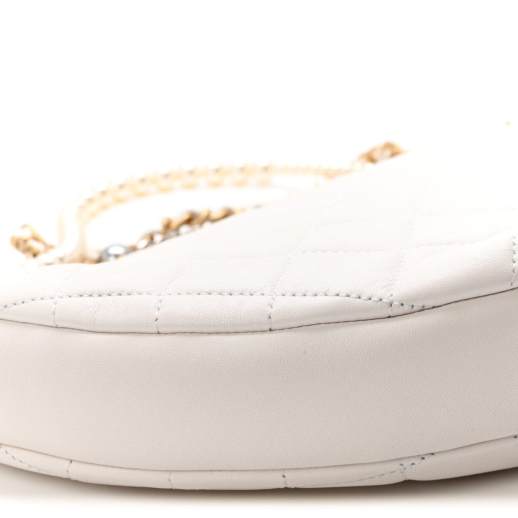 Lambskin Quilted All About Chains Hobo White