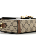 GG Supreme Monogram Mini Horsebit 1955 Shoulder Bag Beige Brown Sugar