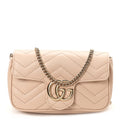 Calfskin Matelasse Super Mini GG Marmont Shoulder Bag Beige